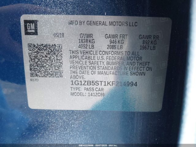 1G1ZB5ST1KF214994 Chevrolet Malibu 1ls