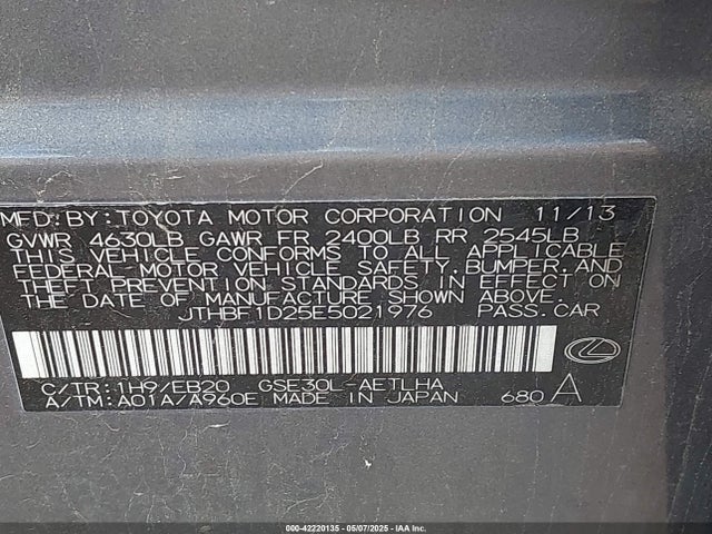 JTHBF1D25E5021976 Lexus IS 250