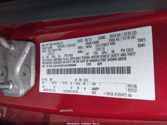 1FMCU0GX6EUA98886 Ford ESCAPE SE
