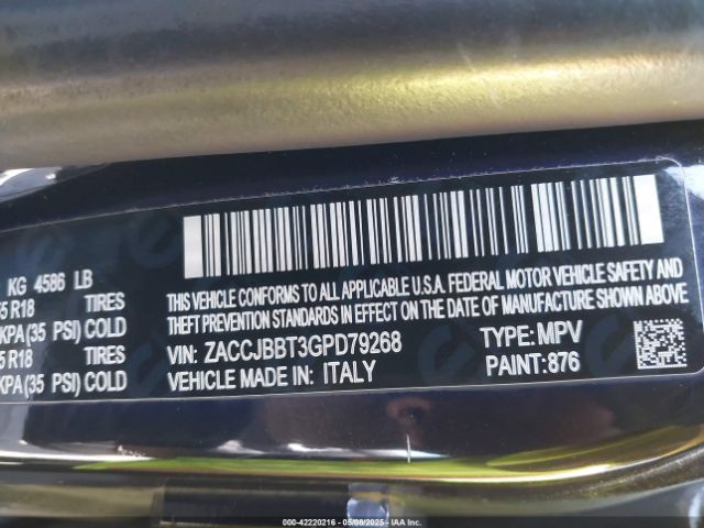 ZACCJBBT3GPD79268 Jeep Renegade Justice