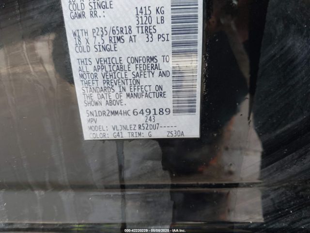 5N1DR2MM4HC649189 Nissan Pathfinder Sv