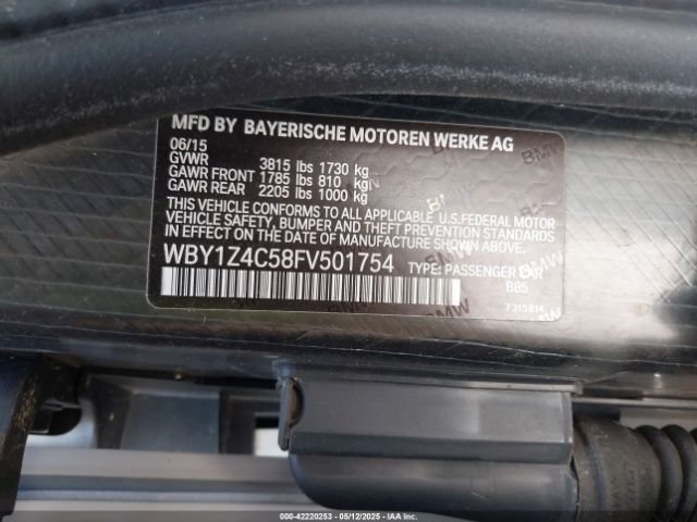 WBY1Z4C58FV501754 BMW I3 Base W/range Extender