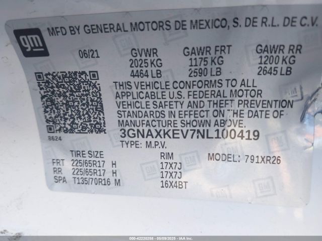 2022 CHEVROLET EQUINOX 3GNAXKEV7NL100419 Photo 8