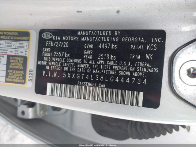 5XXGT4L38LG444734 KIA Optima Lx