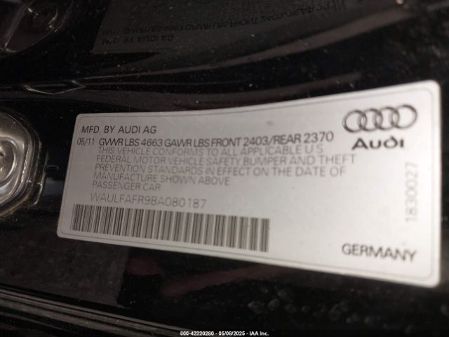 2011 AUDI A5 WAULFAFR9BA080187 Photo 8