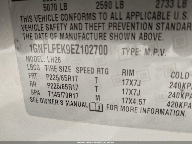 Chevrolet EQUINOX 1LT 2014 1GNFLFEK9EZ102700 Image 9