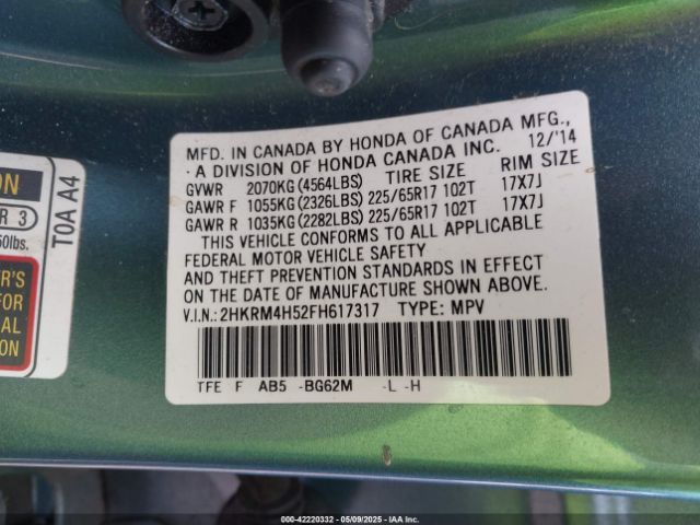 2HKRM4H52FH617317 Honda CR-V EX