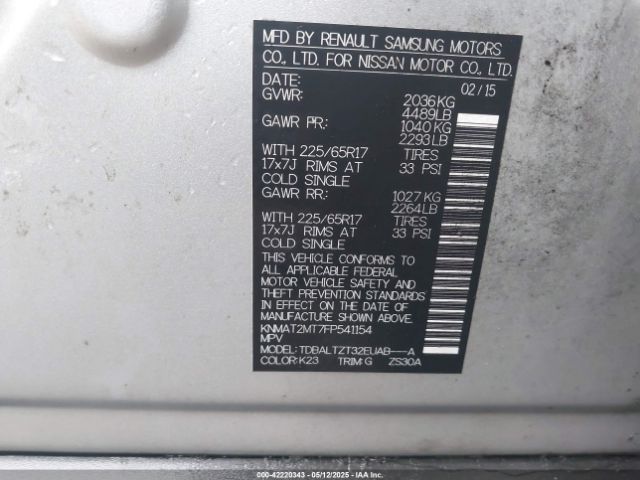 KNMAT2MT7FP541154 Nissan ROGUE SV