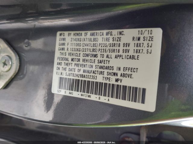 2011 ACURA RDX 5J8TB2H29BA002353 Photo 8