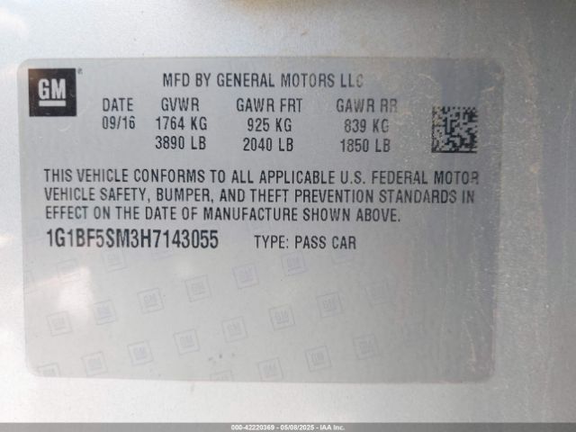 2017 CHEVROLET CRUZE 1G1BF5SM3H7143055 Photo 8
