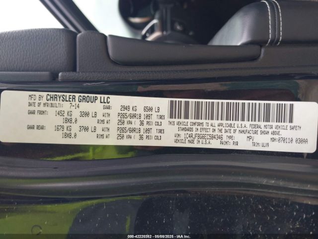 1C4RJFBG6EC584346 Jeep Grand Cherokee Limited