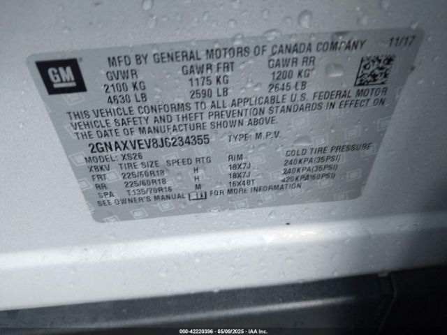 2018 CHEVROLET EQUINOX 2GNAXVEV8J6234355 Photo 8