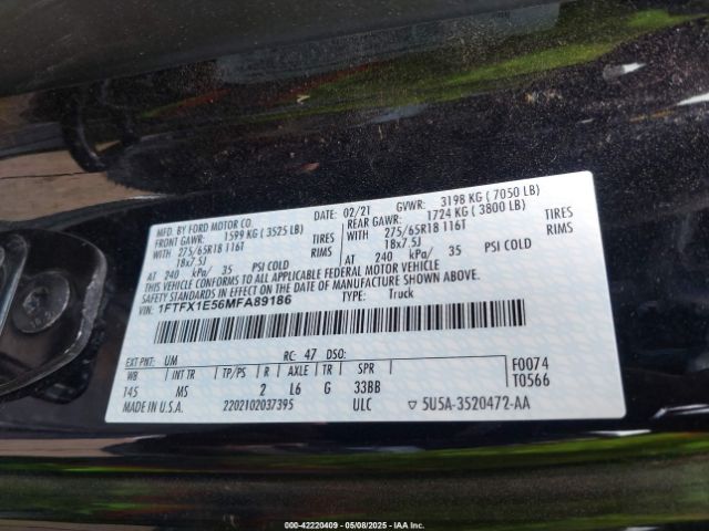 2021 FORD F-150 1FTFX1E56MFA89186 Photo 8