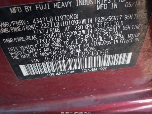 2014 SUBARU XV CROSSTREK JF2GPACC5E8298058 Photo 8