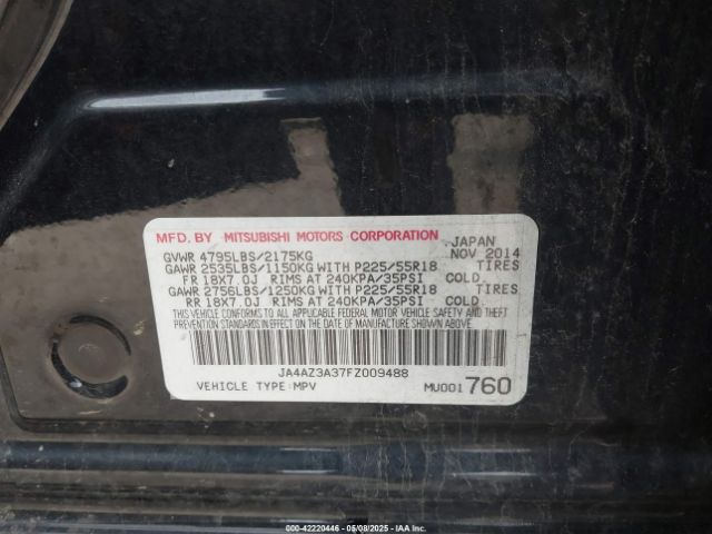 2015 MITSUBISHI OUTLANDER JA4AZ3A37FZ009488 Photo 8