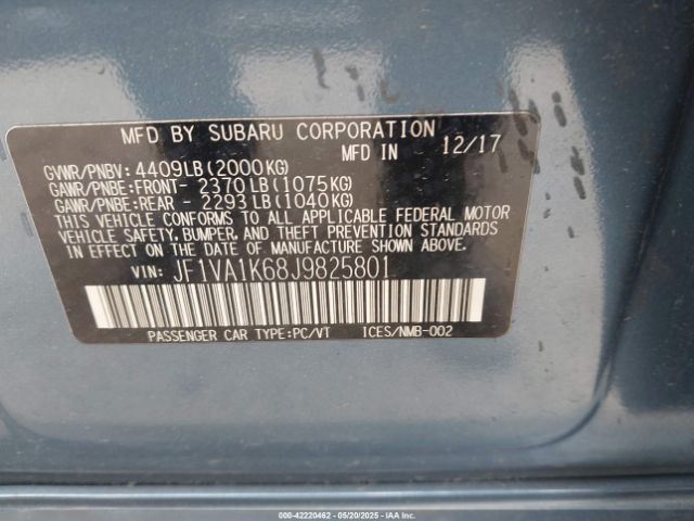 2018 SUBARU WRX JF1VA1K68J9825801 Photo 8