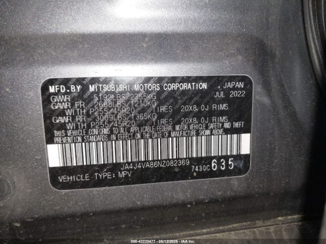 2022 MITSUBISHI OUTLANDER JA4J4VA86NZ082369 Photo 8