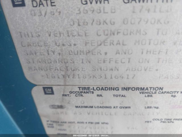 1989 CHEVROLET CORVETTE 1G1YY2185K5116417 Photo 8