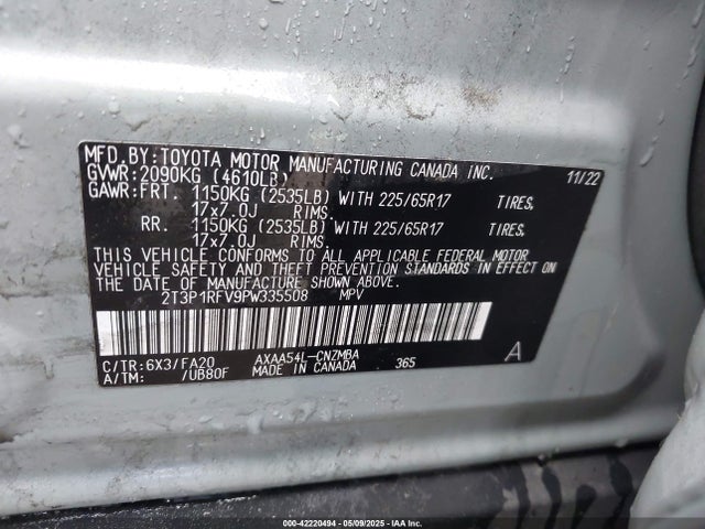 2T3P1RFV9PW335508 Toyota Rav4 Xle