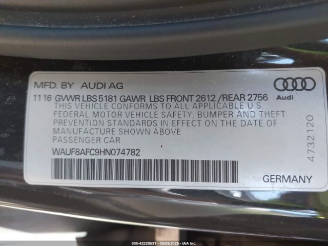 WAUF8AFC9HN074782 Audi A6 2.0t Premium