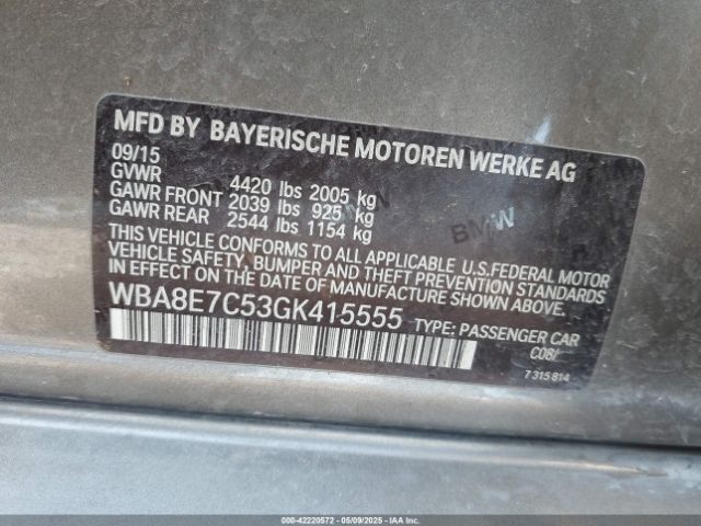 2016 BMW 328I WBA8E7C53GK415555 Photo 8
