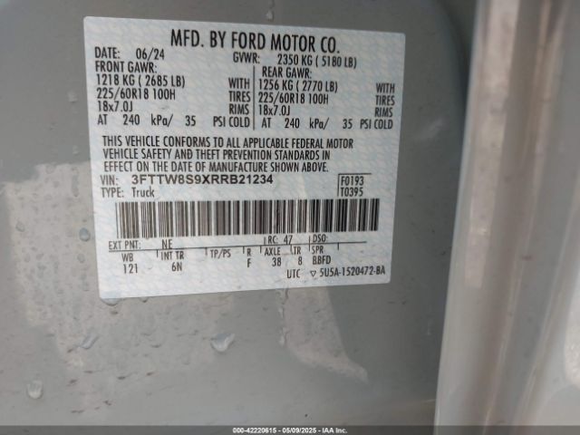 3FTTW8S9XRRB21234 Ford Maverick Lariat