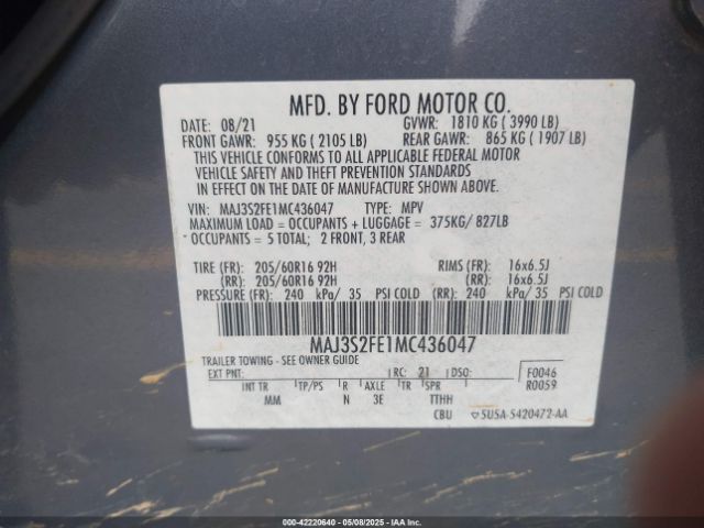 2021 FORD ECOSPORT MAJ3S2FE1MC436047 Photo 8