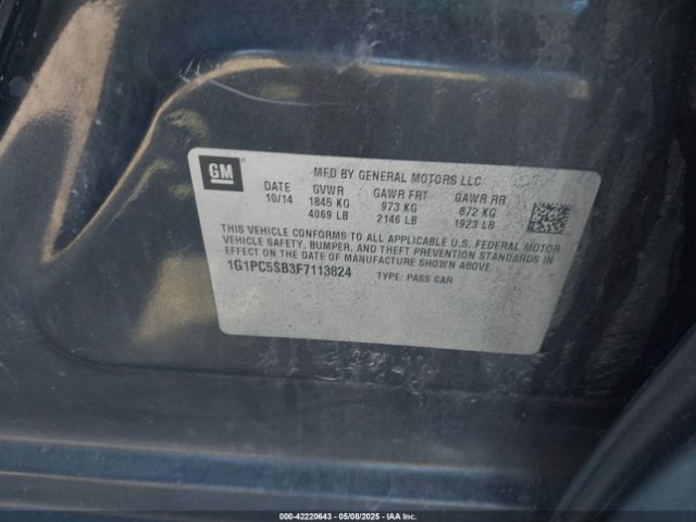 1G1PC5SB3F7113824 Chevrolet Cruze 1lt Auto