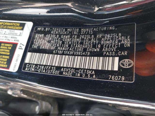 4T1BF1FK9FU985479 Toyota Camry Le/xle/se/xse
