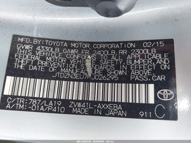 JTDZN3EU7FJ026295 Toyota Prius V Five