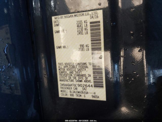 1N4AA6AP7GC902644 Nissan Maxima 3.5 Sl