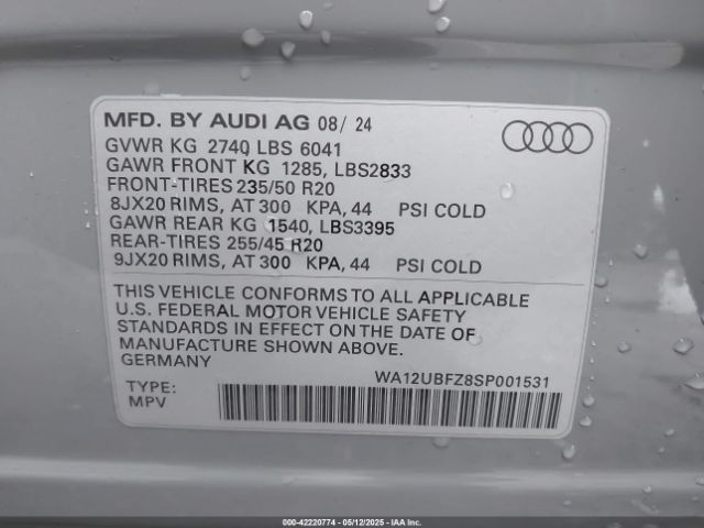 WA12UBFZ8SP001531 Audi q4