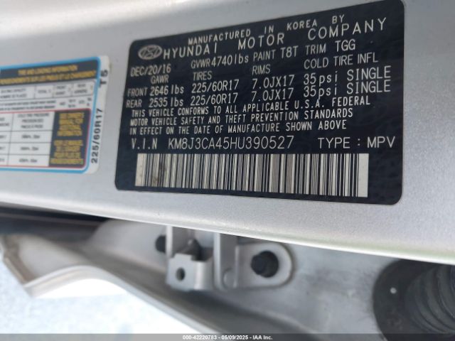 KM8J3CA45HU390527 Hyundai TUCSON SE
