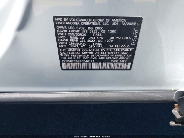 1V2WR2CA8RC546121 Volkswagen Atlas 2.0t Se W/technology