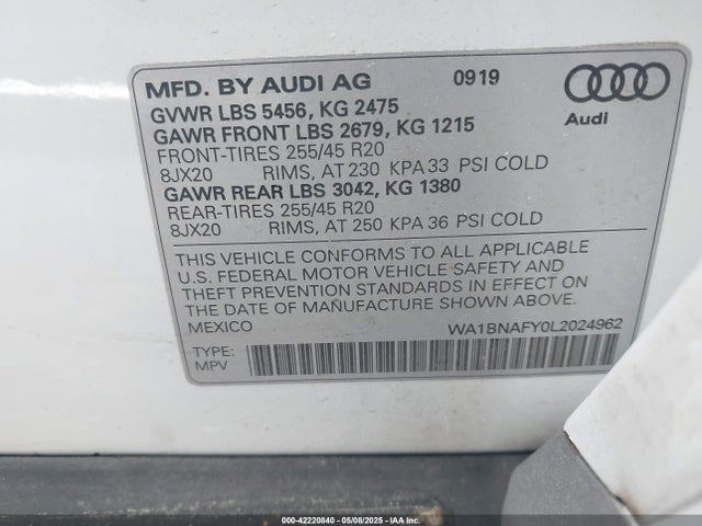 2020 AUDI Q5 WA1BNAFY0L2024962 Photo 8