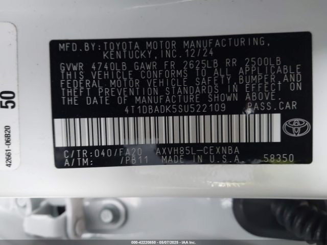 2025 TOYOTA CAMRY 4T1DBADK5SU522109 Photo 8