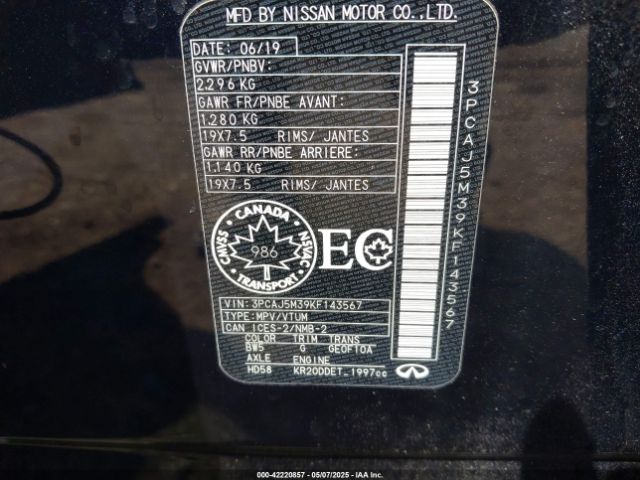 3PCAJ5M39KF143567 Infiniti QX50