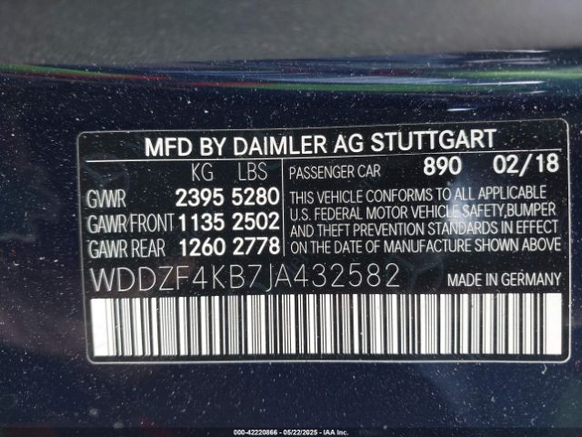 WDDZF4KB7JA432582 Mercedes-Benz E 300 4matic