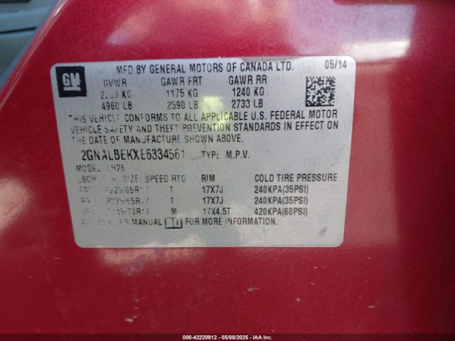 2GNALBEKXE6334561 Chevrolet EQUINOX 1LT