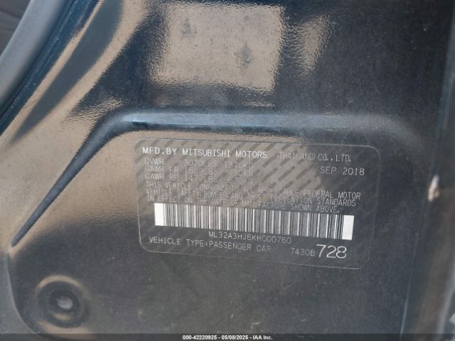 2019 MITSUBISHI MIRAGE ML32A3HJ6KH000760 Photo 8