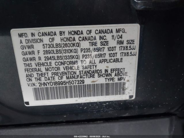 2005 ACURA MDX 2HNYD18995H507329 Photo 8