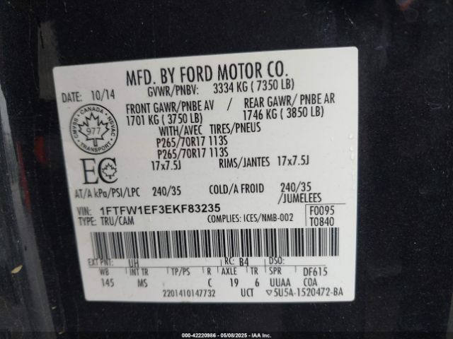 1FTFW1EF3EKF83235 Ford 2014