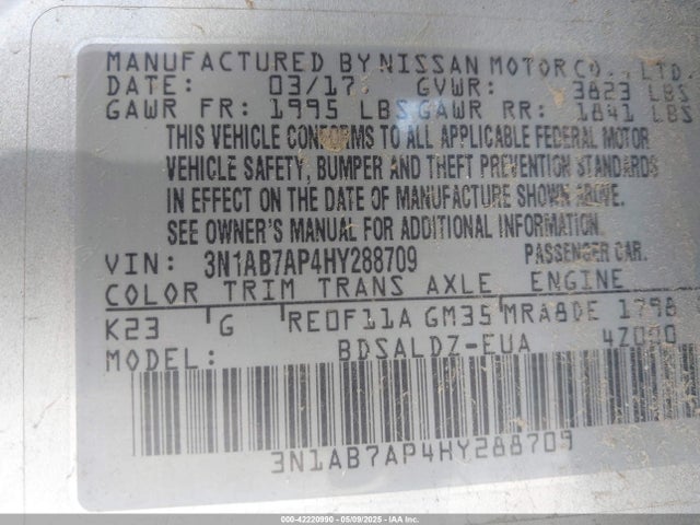 3N1AB7AP4HY288709 Nissan 2017