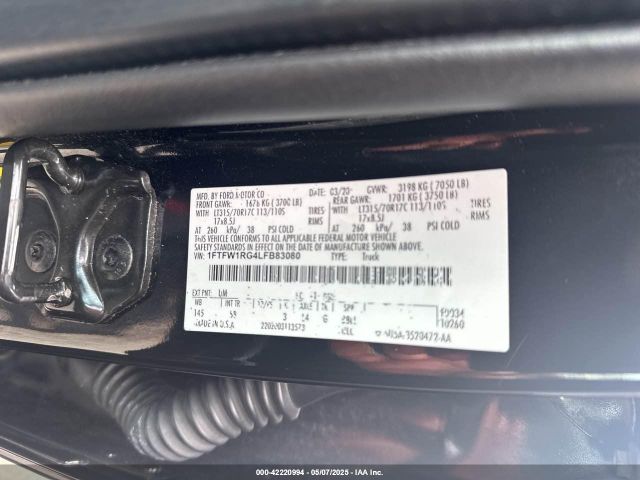 1FTFW1RG4LFB83080 Ford F150 Raptor