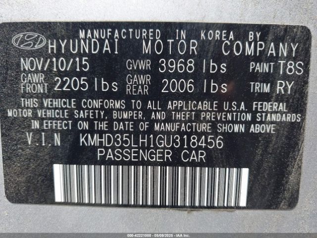 KMHD35LH1GU318456 Hyundai ELANTRA GT
