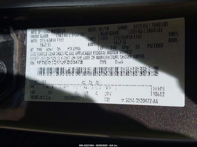 1FTEW1E50JFB80478 Ford F-150 Xlt