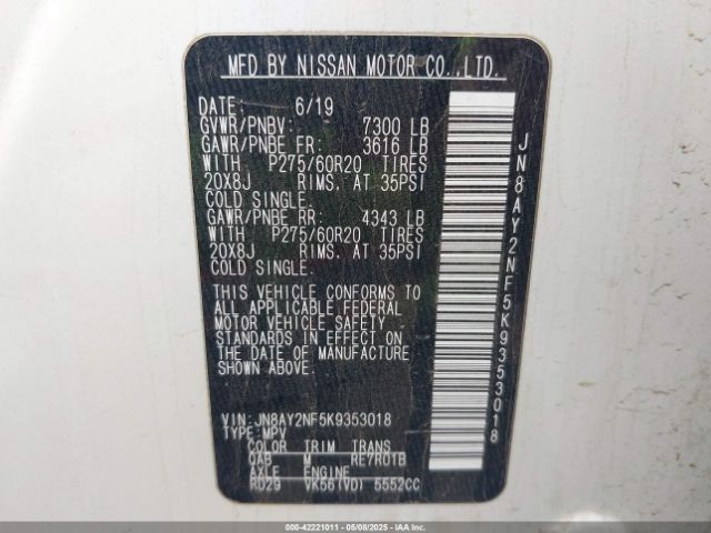 2019 NISSAN ARMADA JN8AY2NF5K9353018 Photo 8