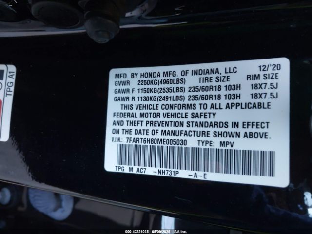 7FART6H80ME005030 Honda lfb2