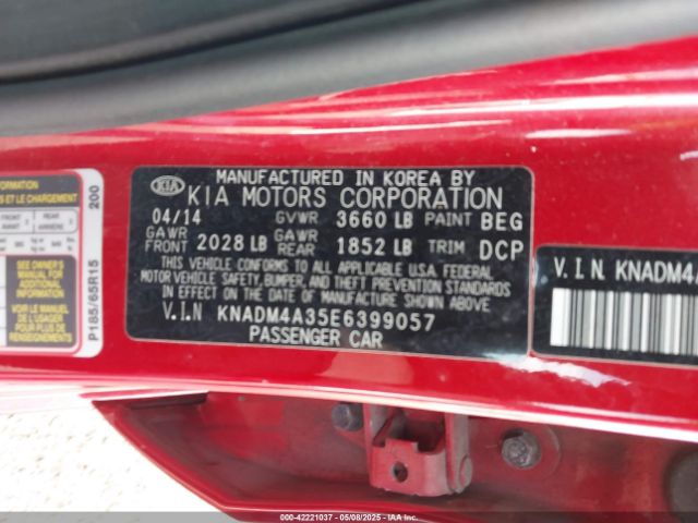 KNADM4A35E6399057 KIA RIO LX