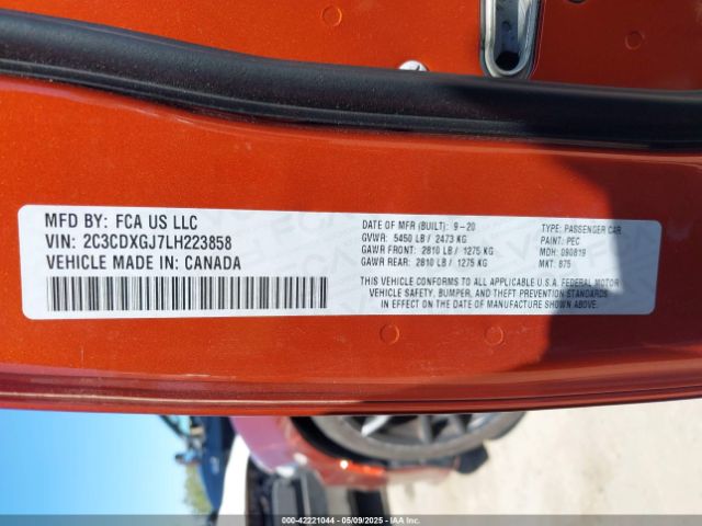 2C3CDXGJ7LH223858 Dodge Charger Scat Pack Rwd